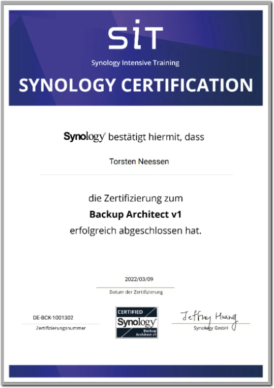 SIT Synology Zetrifikat Backup Architekt