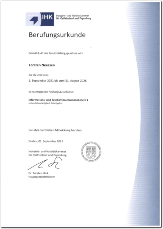 IHK Prüfungsausschuss Mitglied 1