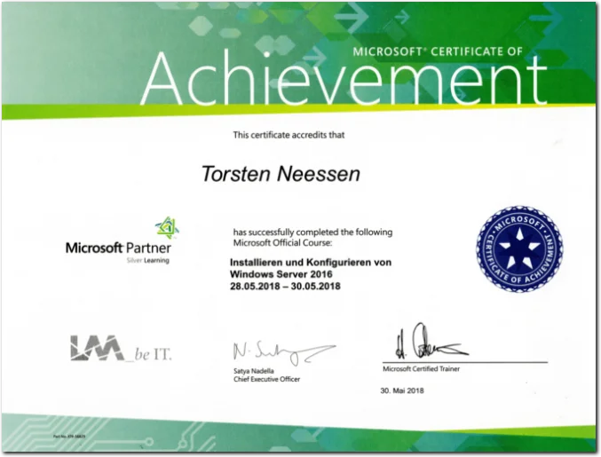 Microsoft Zertifikat Bild Windows Server 2016